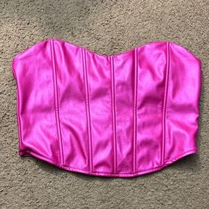 Pink Faux Leather Corset Top